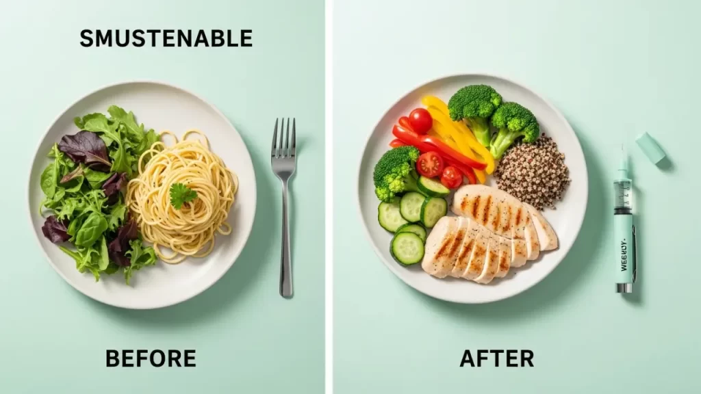 Realistic weight loss progress with Ozempic semaglutide and healthy eating habits