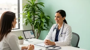 Doctor explaining semaglutide for weight management during online telehealth visit